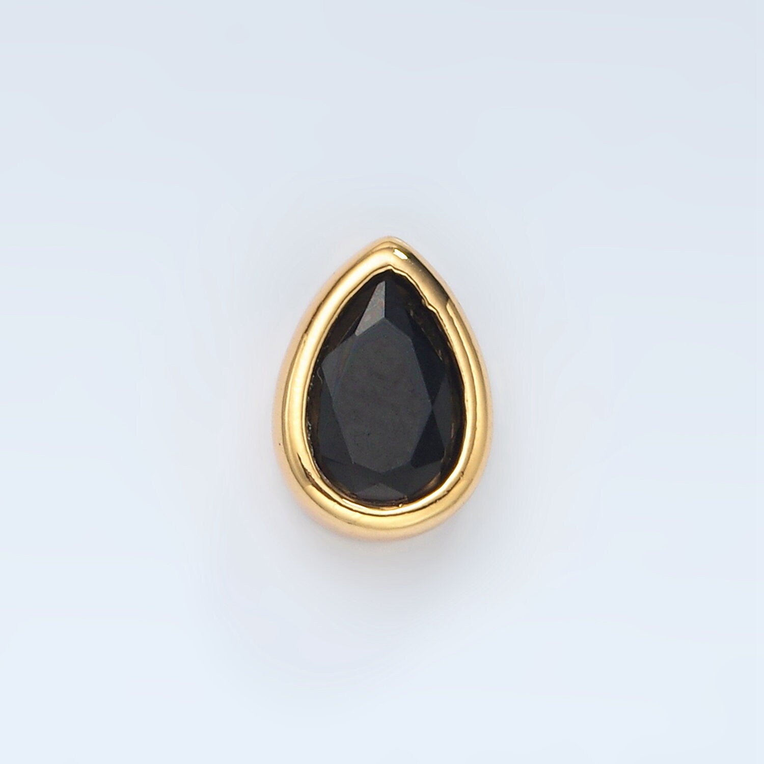 24K Gold Filled 11mm Black, Pink, Clear, Green CZ Teardrop Bead Spacer Floating Charm | B304 B305