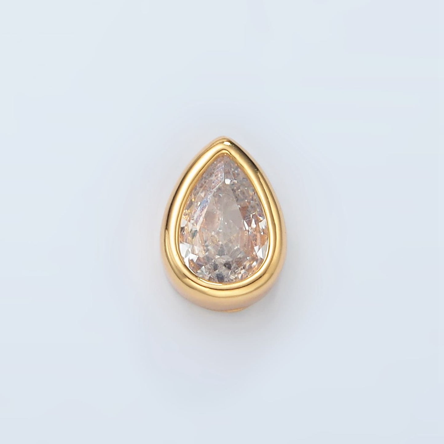 24K Gold Filled 11mm Black, Pink, Clear, Green CZ Teardrop Bead Spacer Floating Charm | B304 B305
