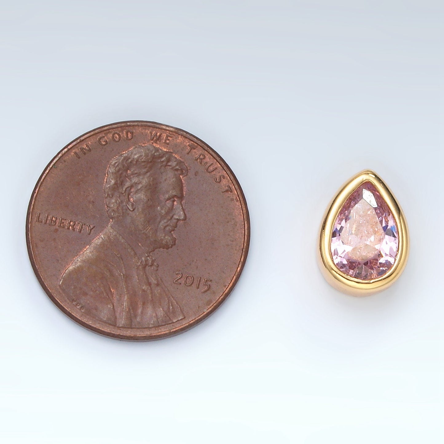 24K Gold Filled 11mm Black, Pink, Clear, Green CZ Teardrop Bead Spacer Floating Charm | B304 B305
