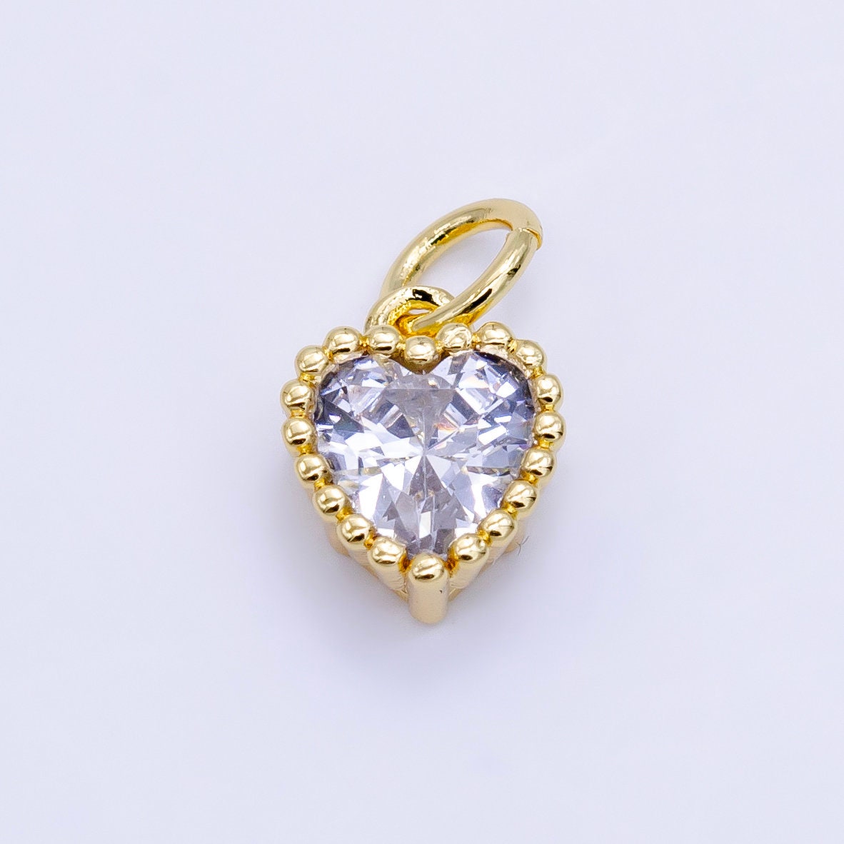 Mini Green Red Purple Blue Clear small heart Charm 14k gold Filled cz Heart zirconia for Bracelet Necklace Earring Component E043