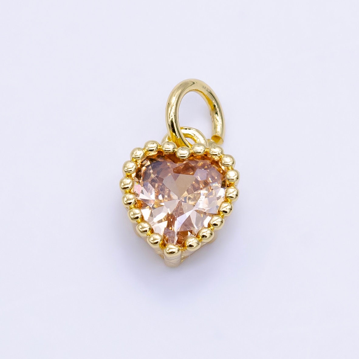 Mini Green Red Purple Blue Clear small heart Charm 14k gold Filled cz Heart zirconia for Bracelet Necklace Earring Component E043