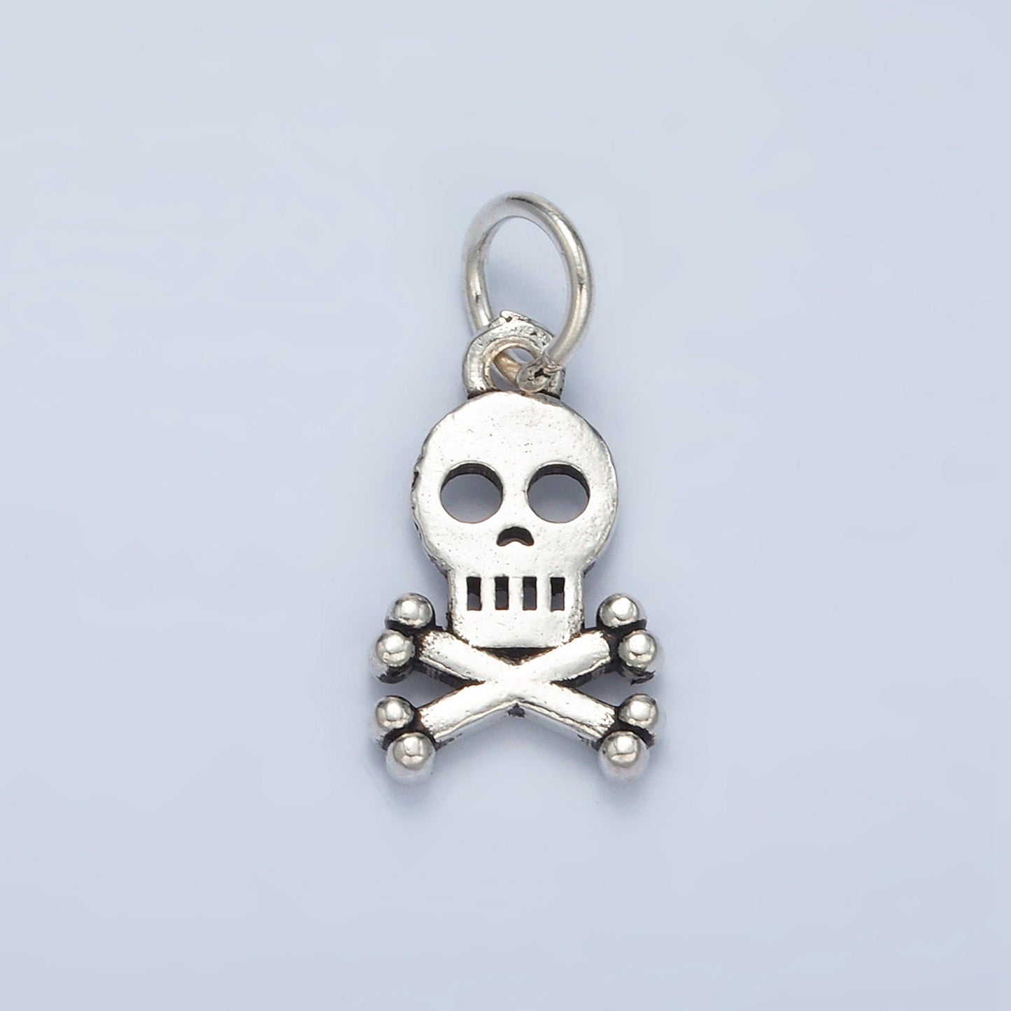 Dainty Skull Charm in 925 Sterling Silver Pendant Halloween Pendant Dangerous Sign Charm SL-503