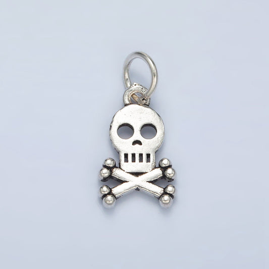 Dainty Skull Charm in 925 Sterling Silver Pendant Halloween Pendant Dangerous Sign Charm SL-503