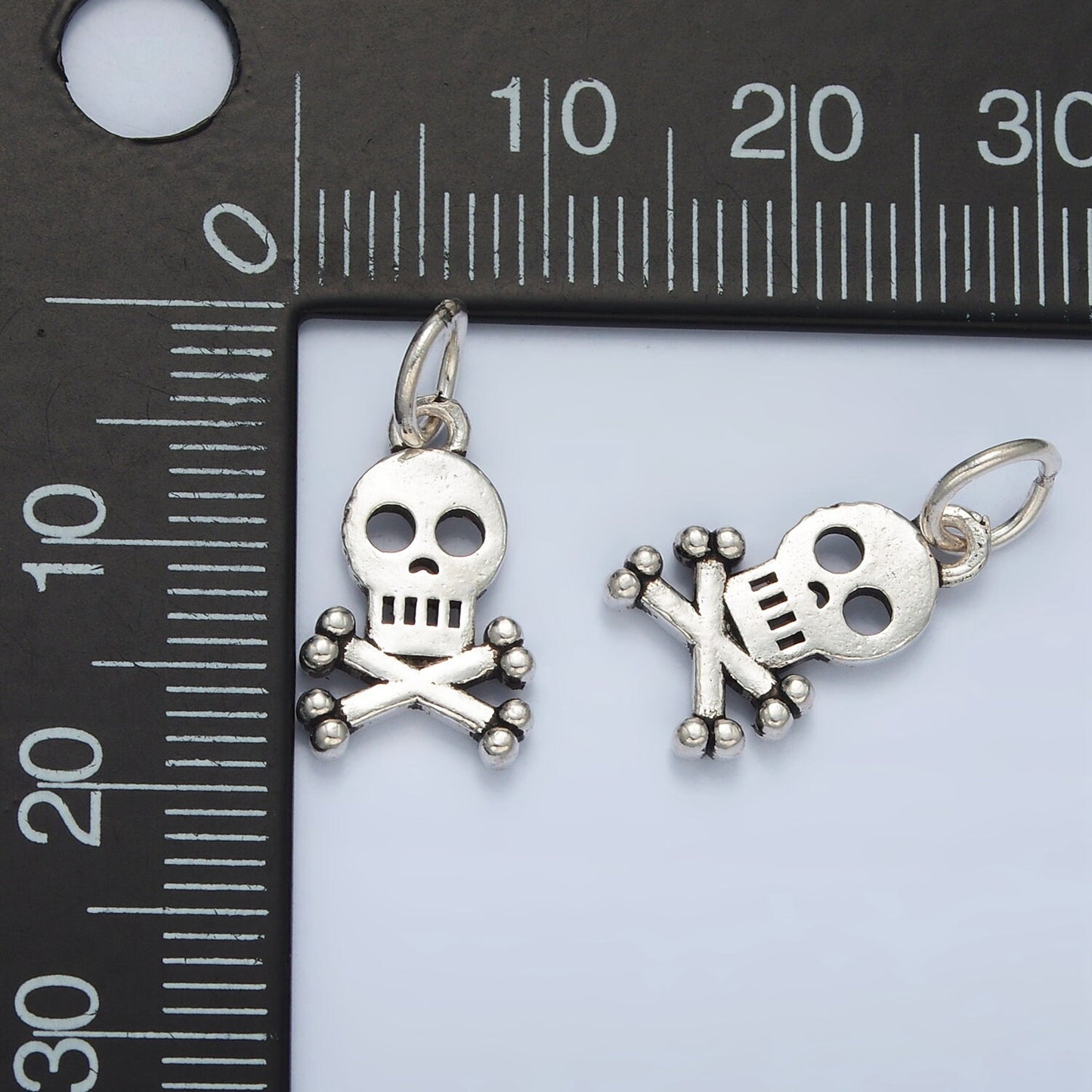 Dainty Skull Charm in 925 Sterling Silver Pendant Halloween Pendant Dangerous Sign Charm SL-503