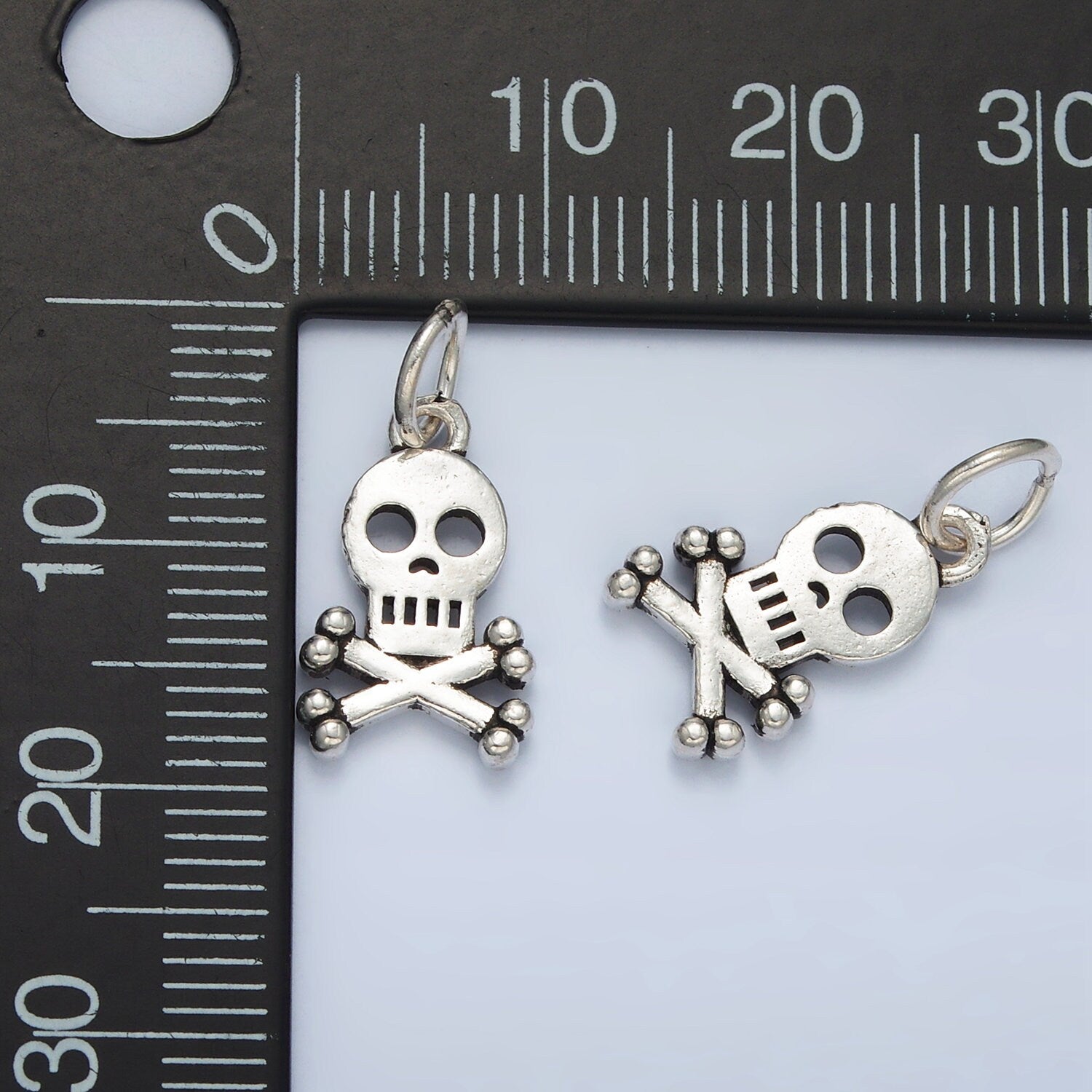 Dainty Skull Charm in 925 Sterling Silver Pendant Halloween Pendant Dangerous Sign Charm SL-503
