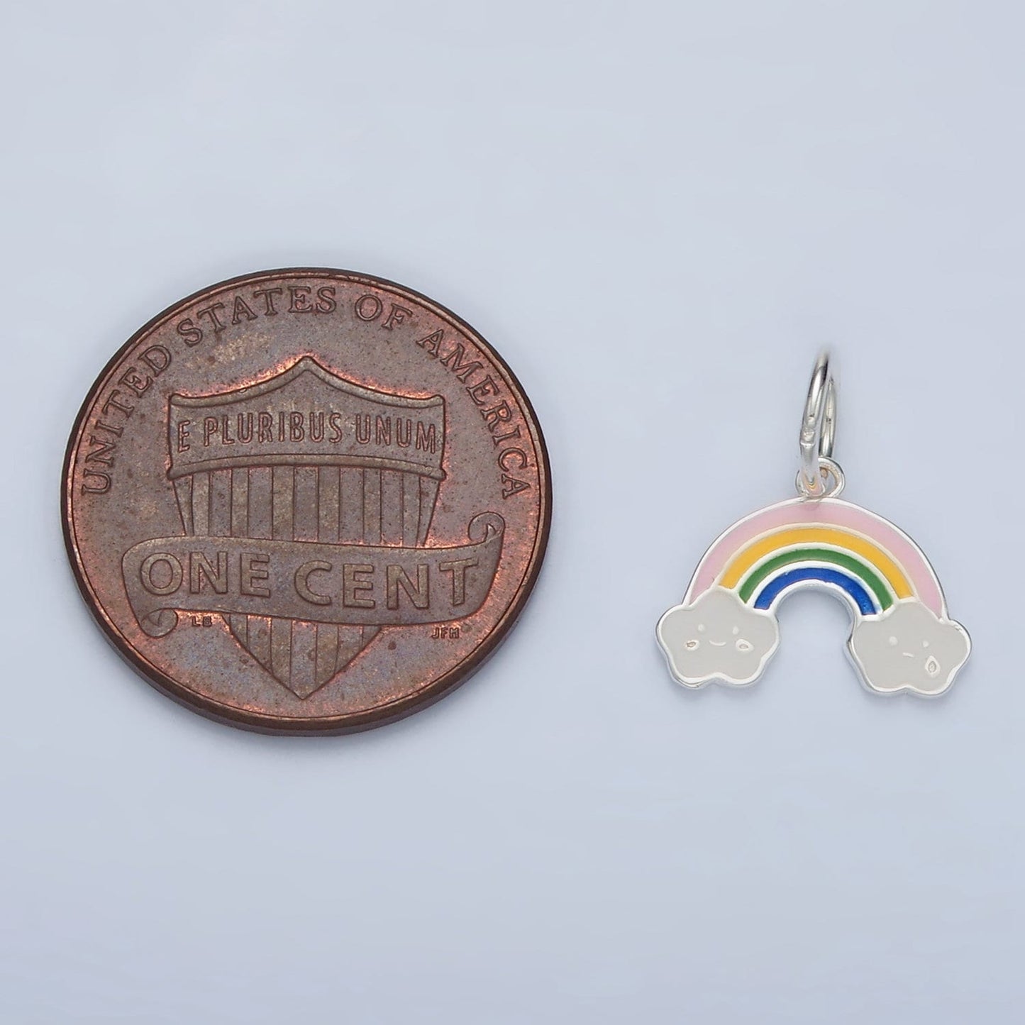 Mini Sterling Silver Rainbow Charm with Happy Cloud for Bracelet Earring Necklace Component s925 Silver Findings Enamel SL506
