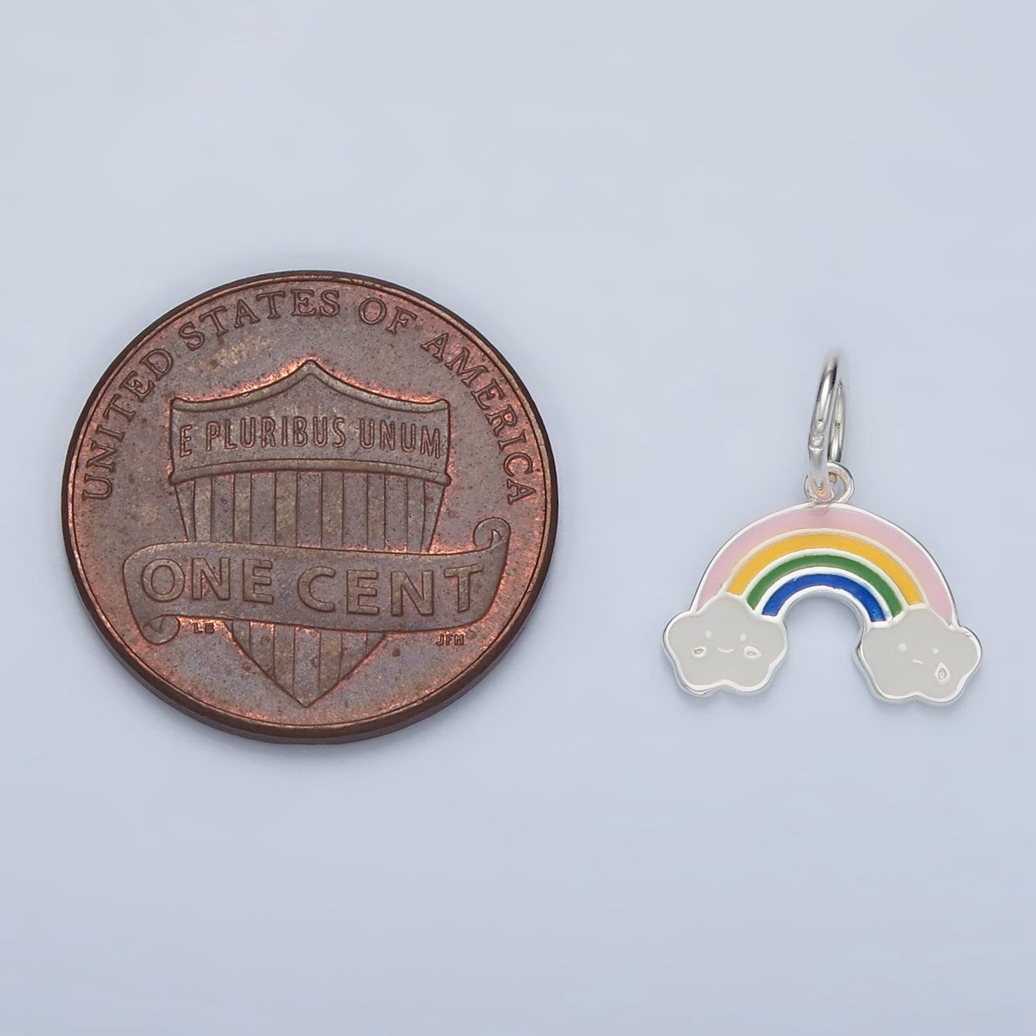 Mini Sterling Silver Rainbow Charm with Happy Cloud for Bracelet Earring Necklace Component s925 Silver Findings Enamel SL506