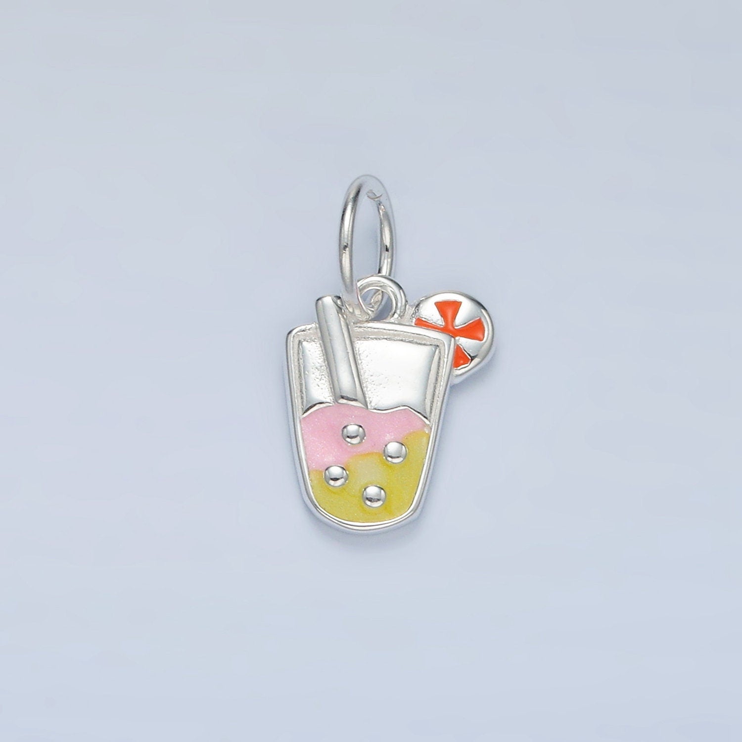 Sterling Silver Lemonade Drink Yellow Enamel Charm Summer Drink Inspired Foodie Kawaii Charm | SL251
