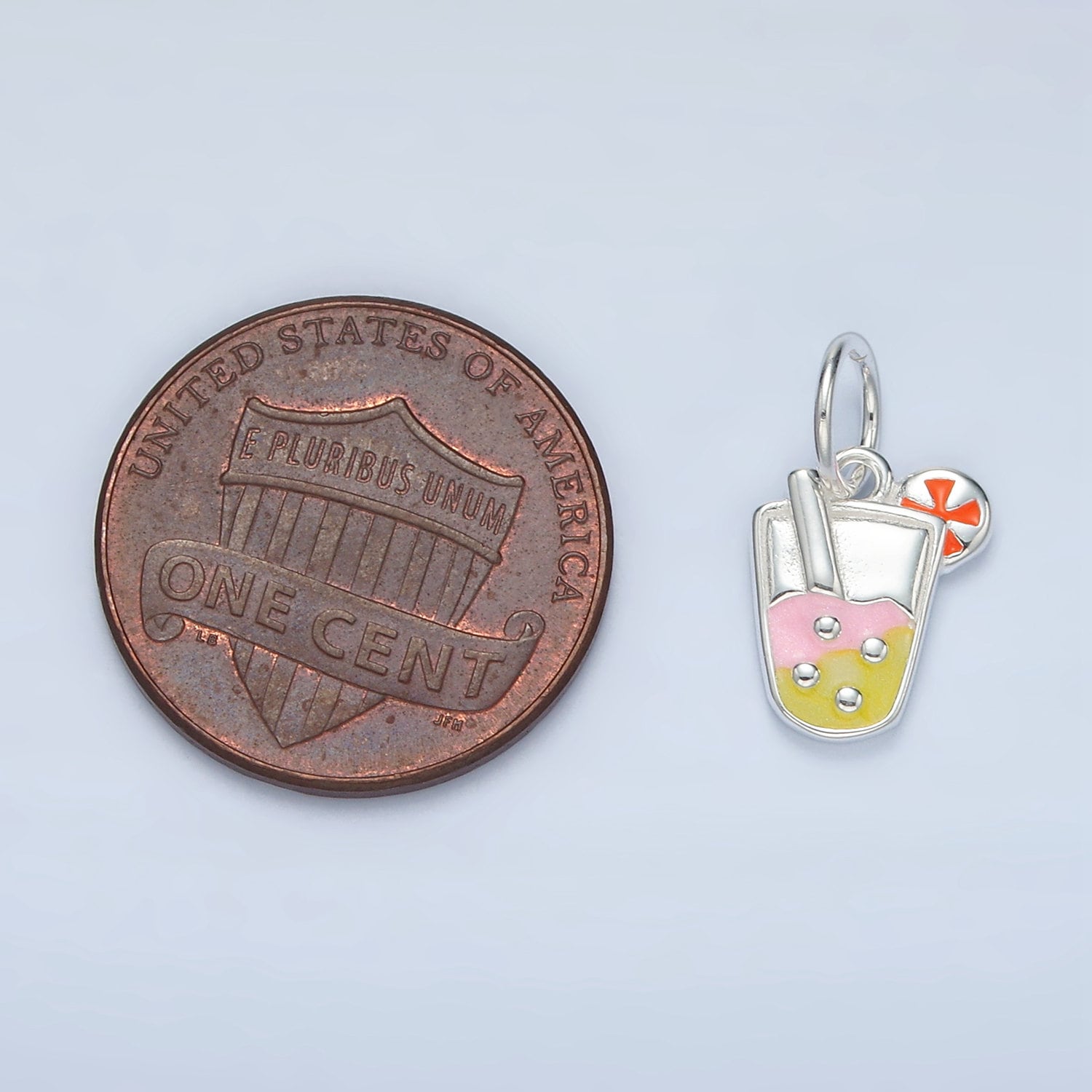 Sterling Silver Lemonade Drink Yellow Enamel Charm Summer Drink Inspired Foodie Kawaii Charm | SL251