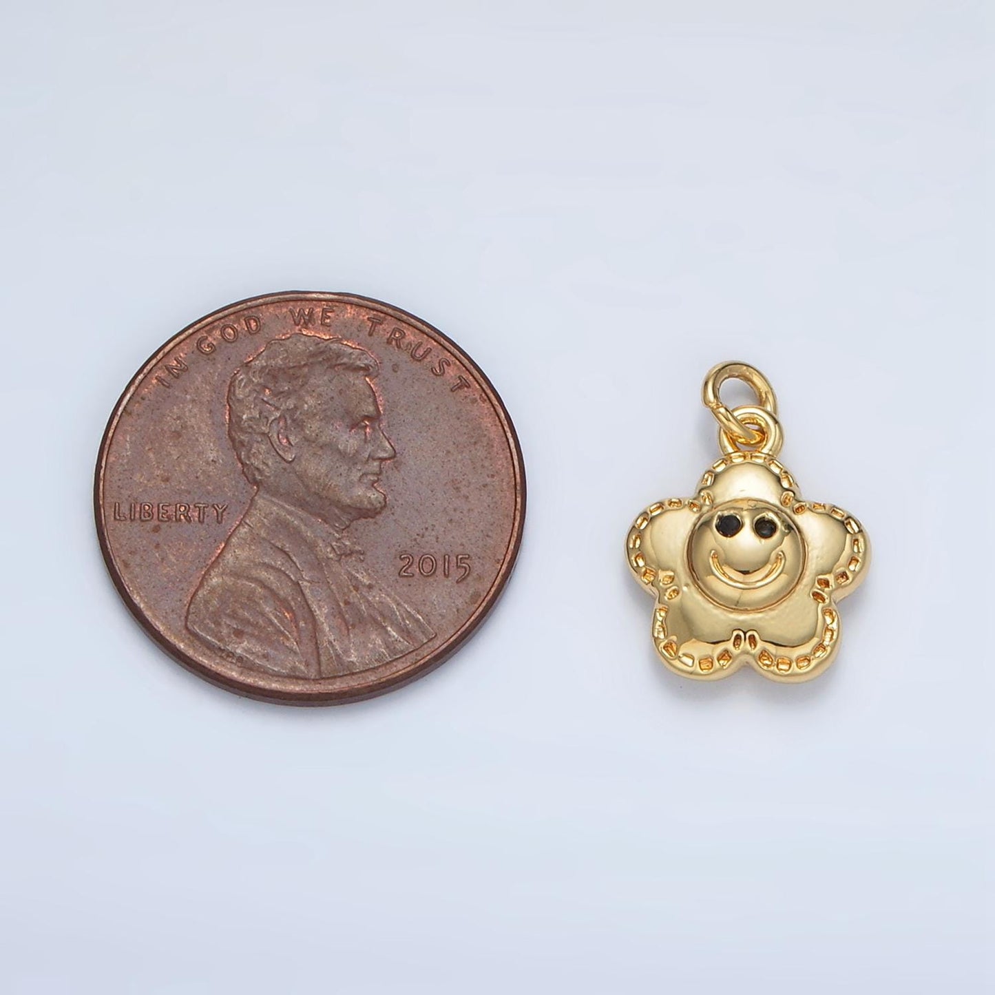 Gold Star Charm 24K Gold Filled Flower Pendant Happy Face Charm for Bracelet Necklace for DIY Jewelry Making Supply AC167