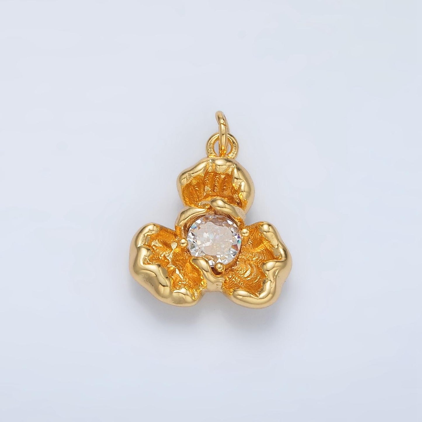 Mini Gold Flower Charm Tiny Floral Charm Spring Charms 24K Gold Filled Findings AC104