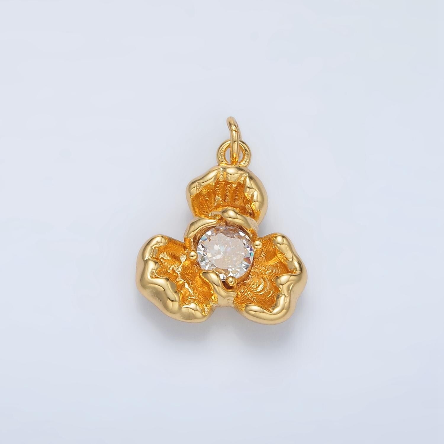 Mini Gold Flower Charm Tiny Floral Charm Spring Charms 24K Gold Filled Findings AC104