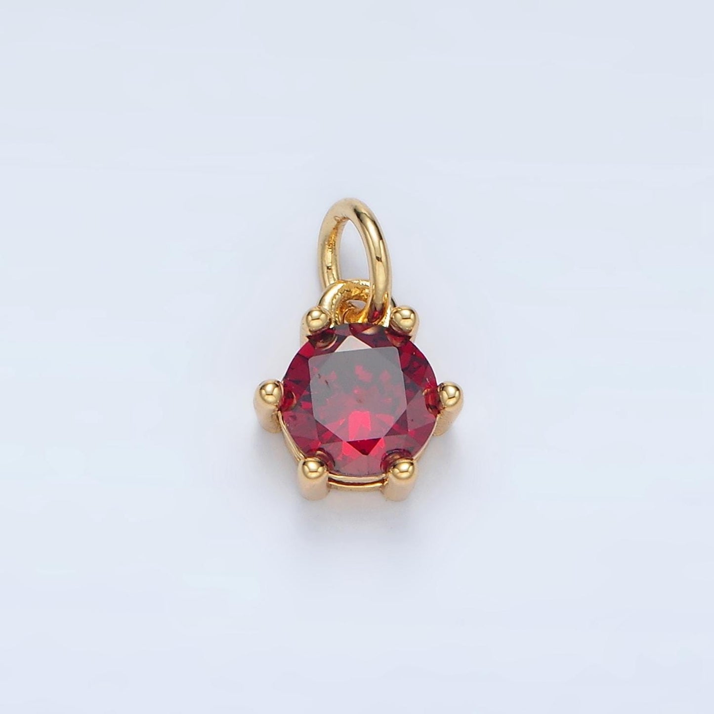 24K Gold Filled 8mm Birthstone CZ Round Charm Personalized Birth Month Add on Charm | AG871