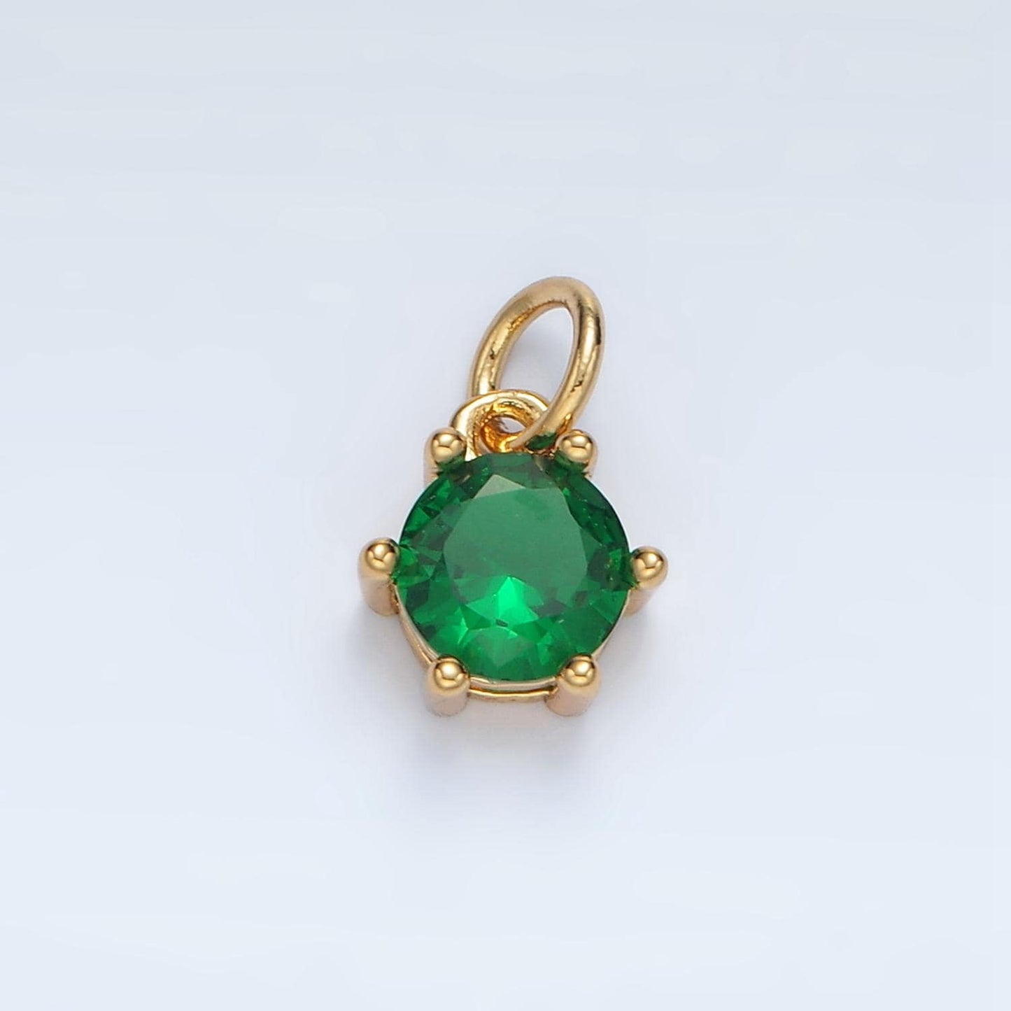 24K Gold Filled 8mm Birthstone CZ Round Charm Personalized Birth Month Add on Charm | AG871