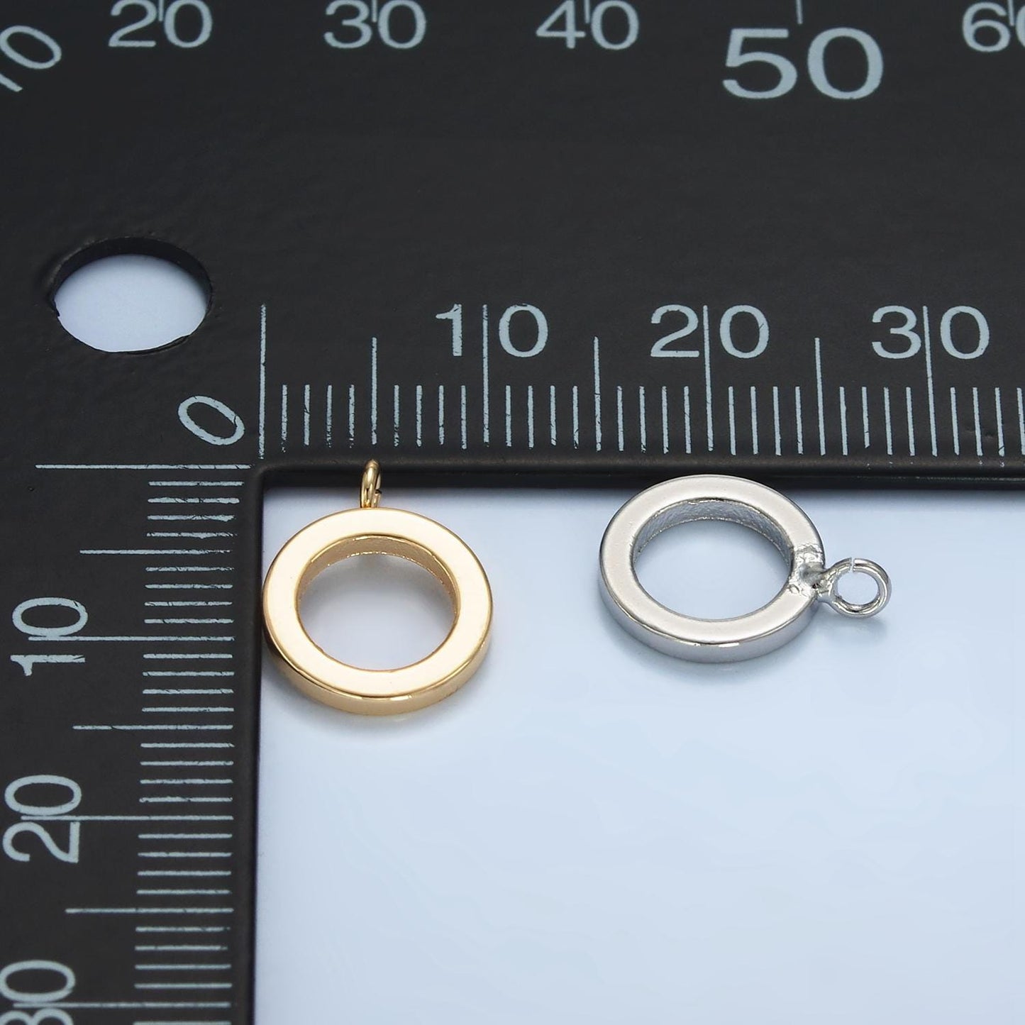 Gold Silver Bail Charm Holder Spacer with Loop Round Bead Spacer with Open Link for Cord Slider Bails Spacer Ring Z856