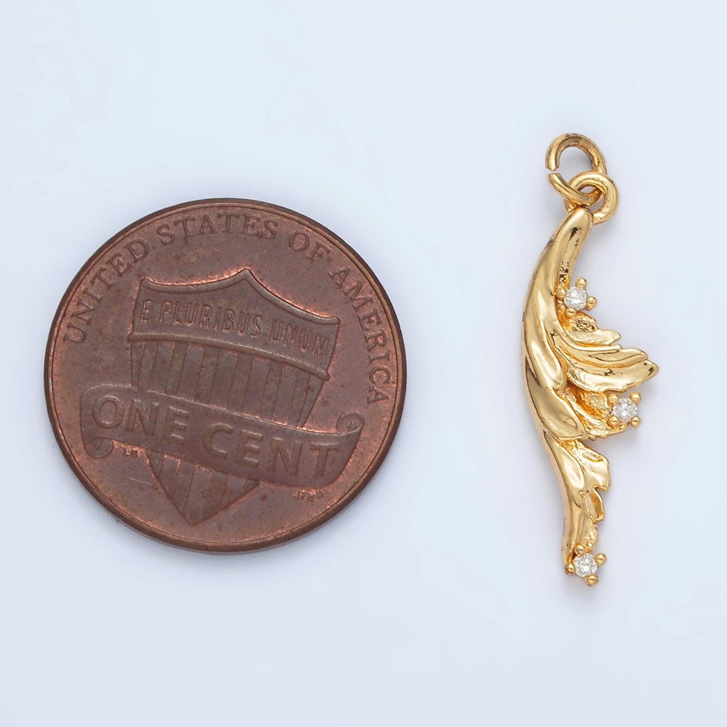 24K Gold Filled CZ Sea Curved Wave, Nature Charm | AC-131