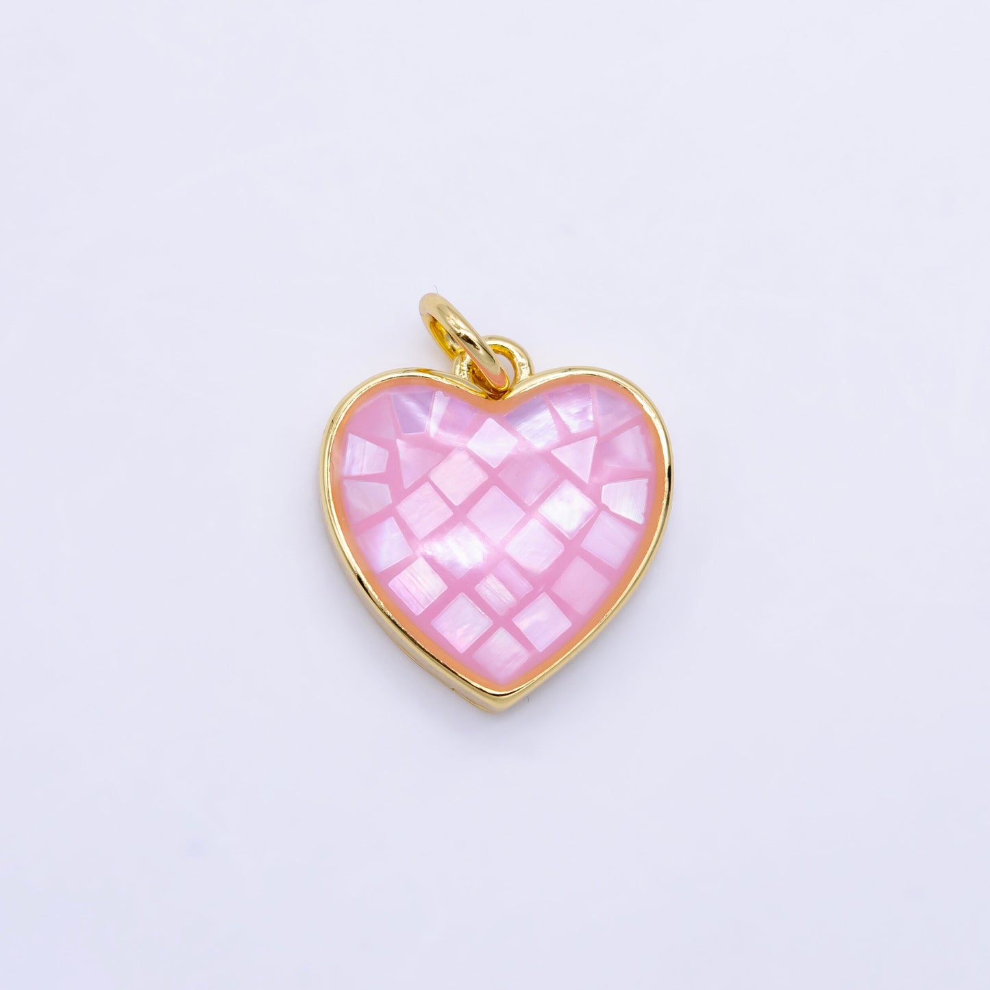 Dainty Pink Shell Opal Heart Pendant For Love Jewelry Making Supply in 24K Gold Filled D619