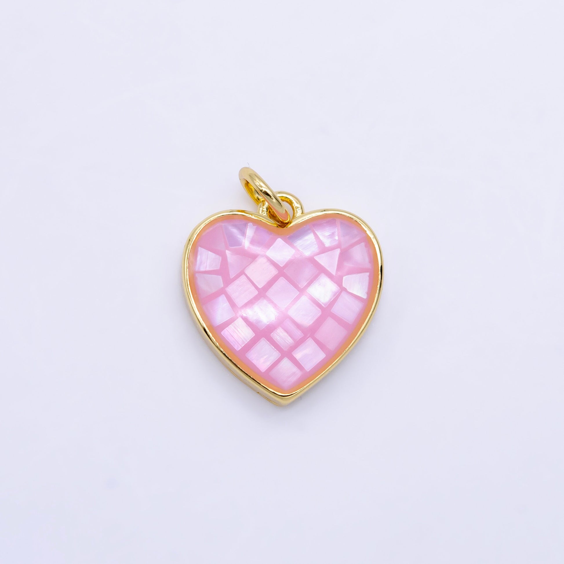 Dainty Pink Shell Opal Heart Pendant For Love Jewelry Making Supply in 24K Gold Filled D619