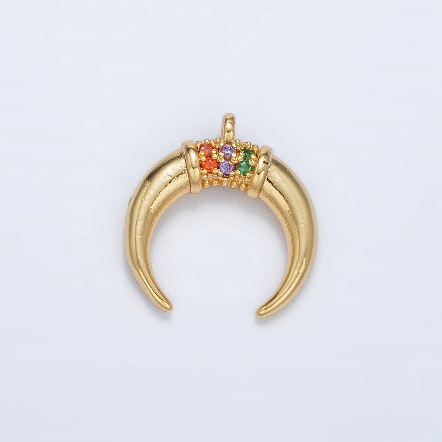 Tiny Crescent Moon Mini Horn Charm Upside Down Tusk Moon Bohemian Boho C Shape Curve in Gold Plated N717