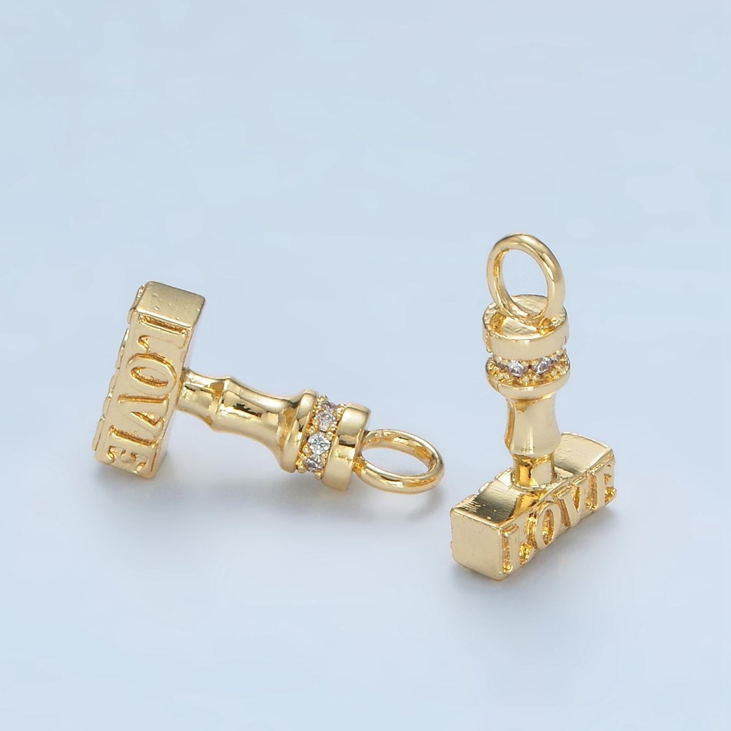 1pc 24k Gold Filled Love Charm Stamped Love Pendant Charm, Charm, For DIY Jewelry, Gold Color, CHGF-1079