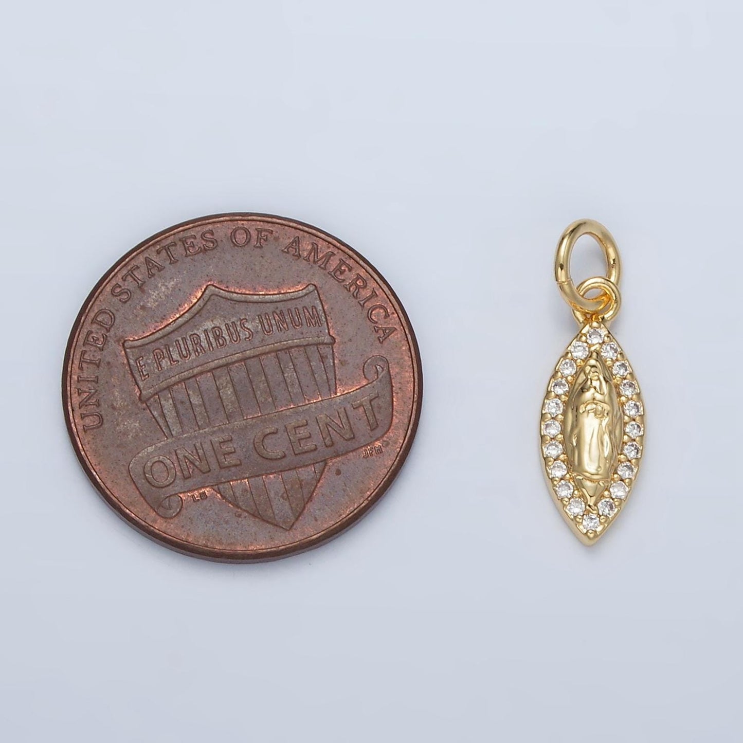 Mini 24K Gold Filled Virgin Mary Charm Lady Guadalupe Pendant Religious Marquise Eye Charm For DIY Jewelry Making M828