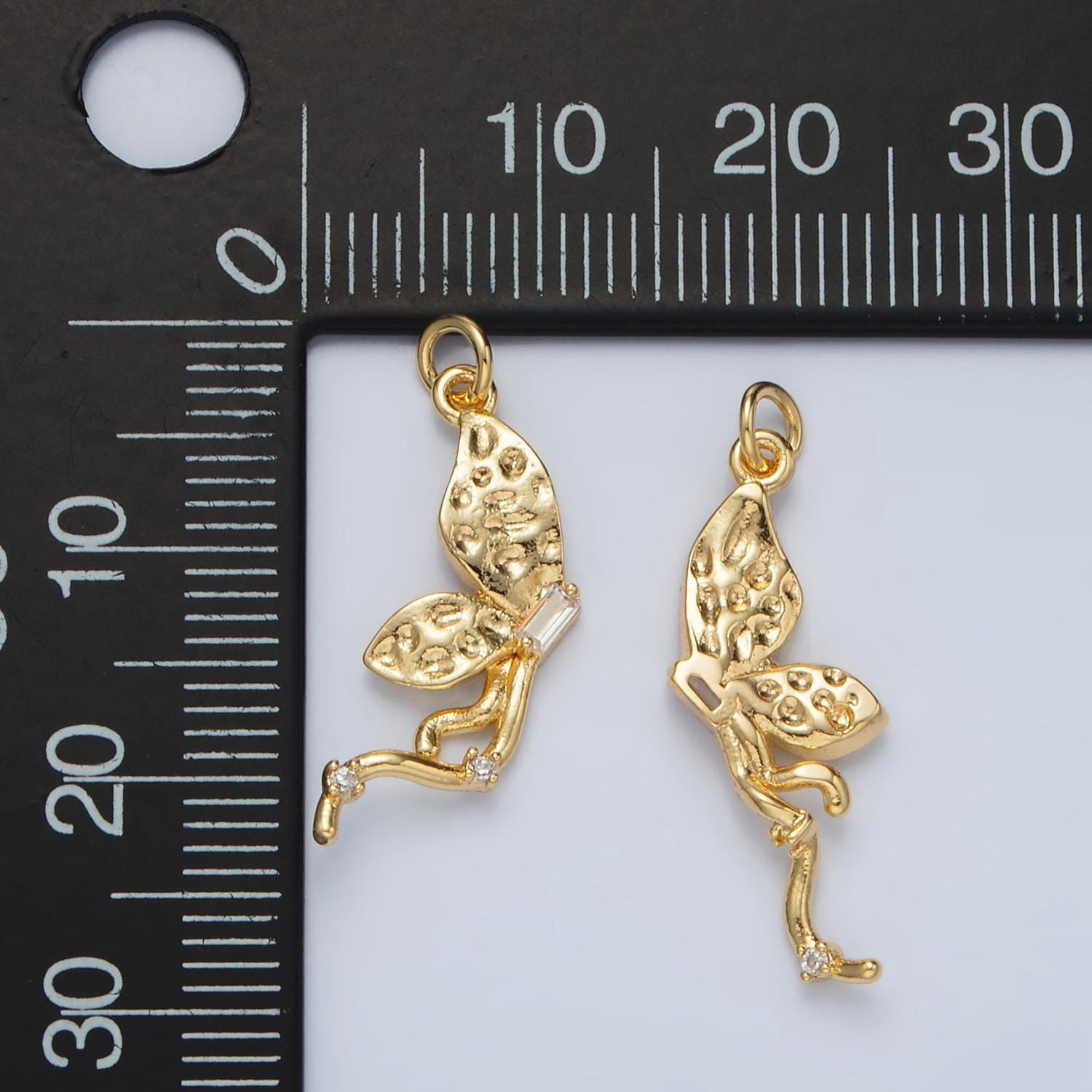 Mini Gold Butterfly Charms 24K Gold Filled Insect Pendant CZ Mariposa Charm Bracelet Necklace for DIY Jewelry Making Supply AC109