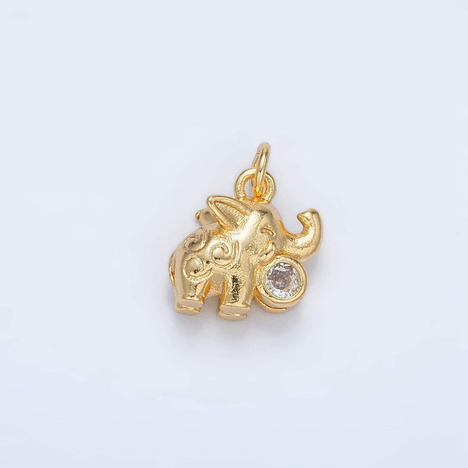 Mini Gold Elephant Charm Small Dumbo Charm Safari Animal Charms 24K Gold Filled Findings AC108