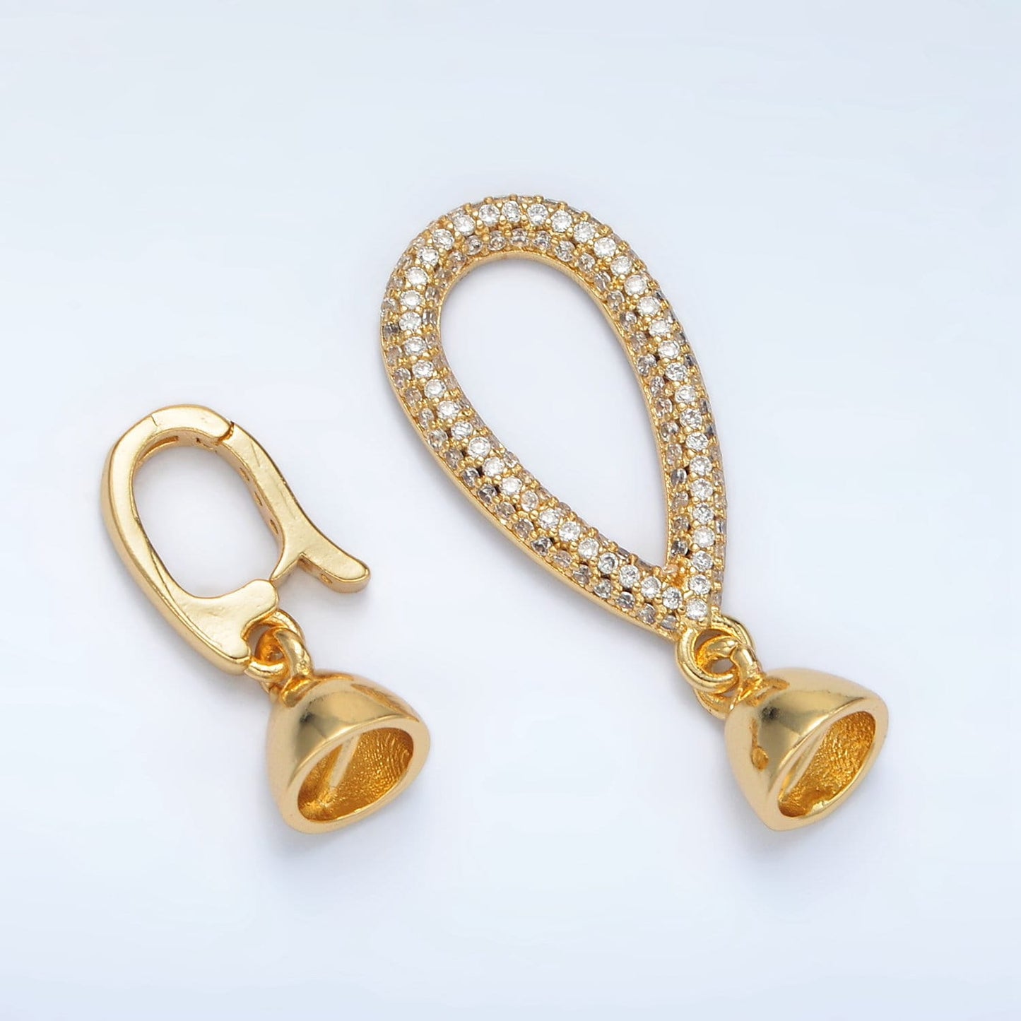 Gold Filled Open Teardrop Fold Over Clasps CZ Paved Connector Supply | Z-829
