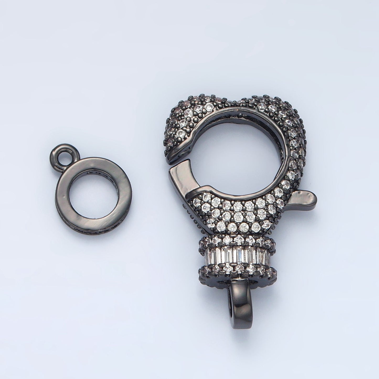 Gold Filled Black Heart Shaped Lobster Claw CZ Paved Supply | L-081
