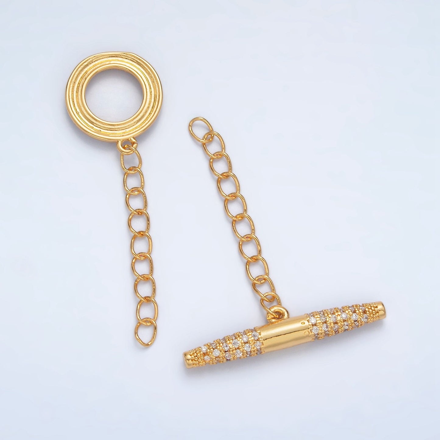 Gold Round Cubic Cz Style Round Micro Pave CZ Stones Toggle Clasp Bracelet Necklace Jewelry Clasps 24K Gold Filled OT Clasp | Z847