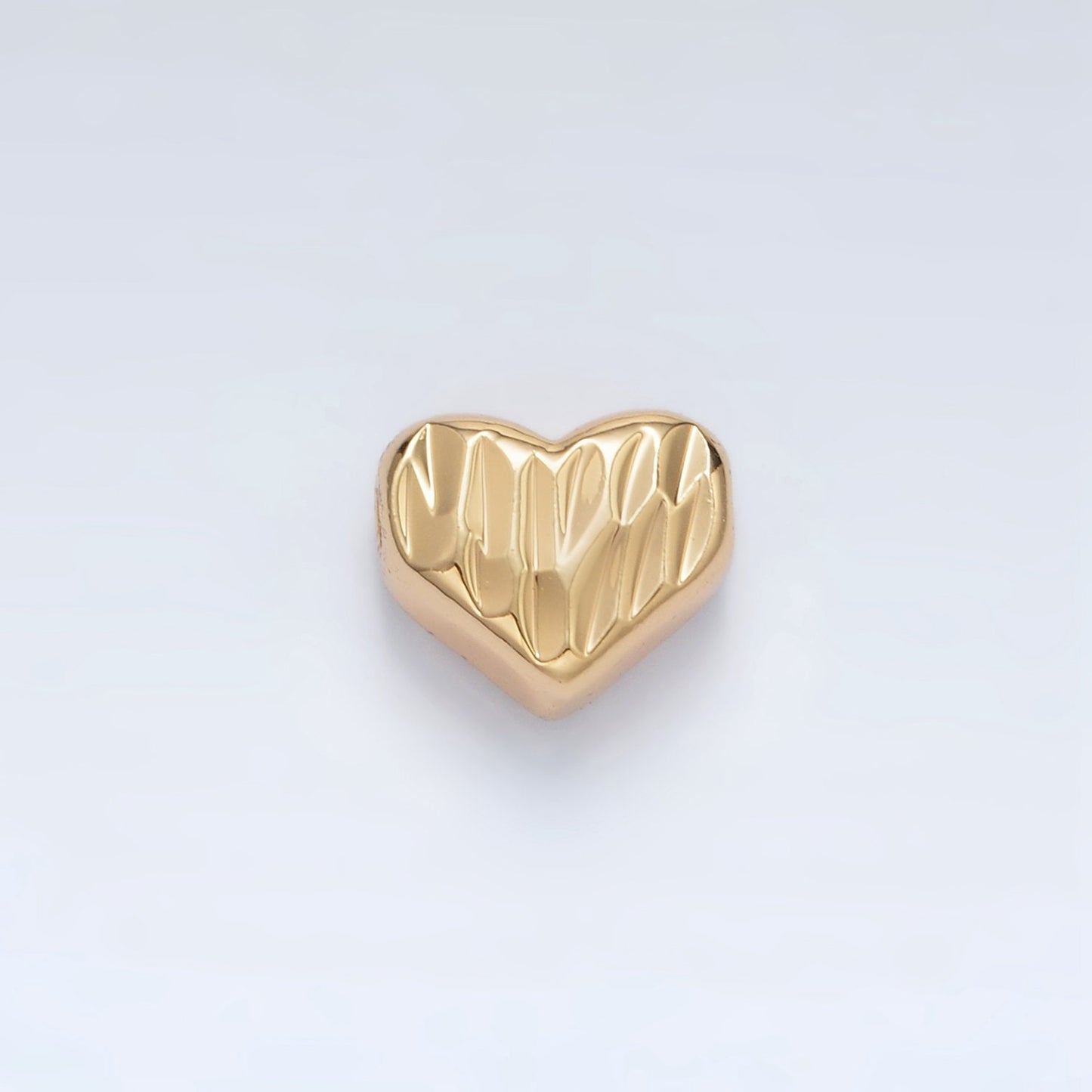 Gold Filled Dented Heart 9mm Bead in Gold and Silver | B-353