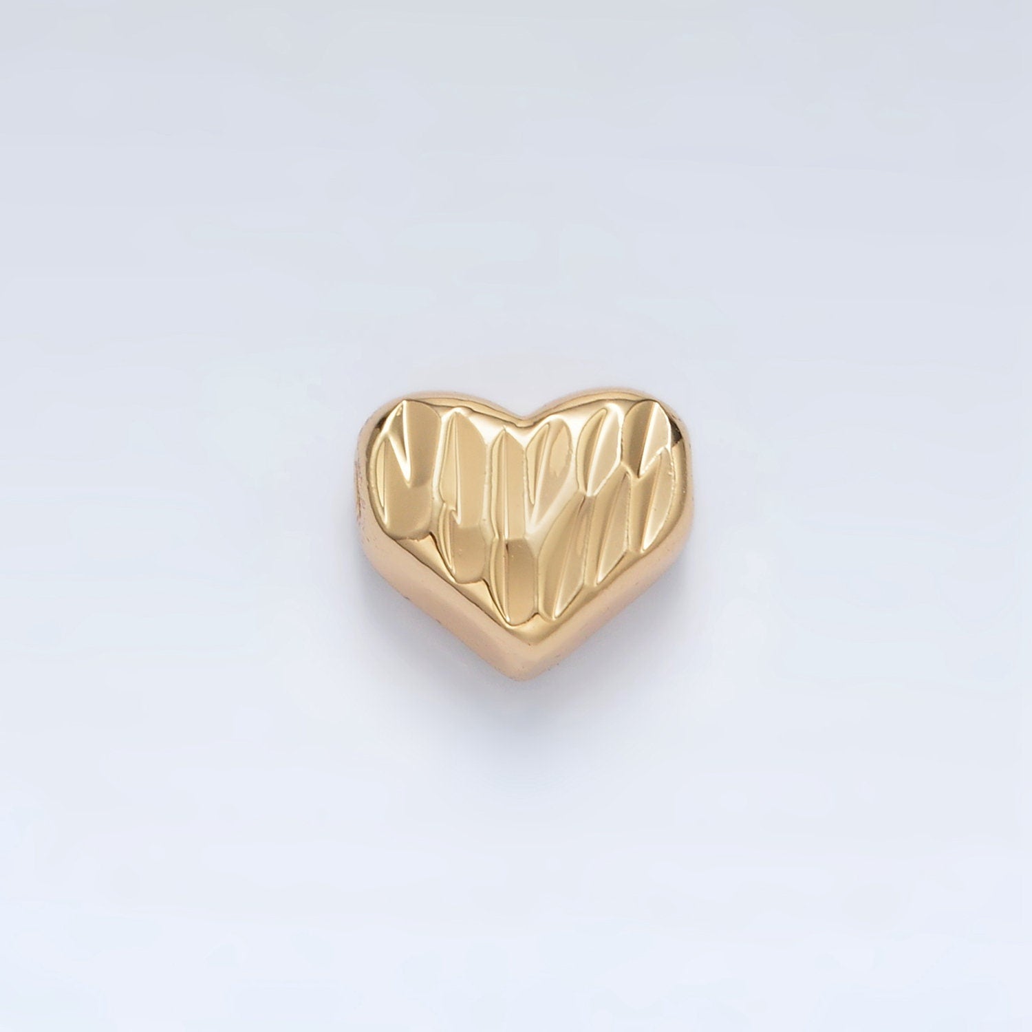 Gold Filled Dented Heart 9mm Bead in Gold and Silver | B-353