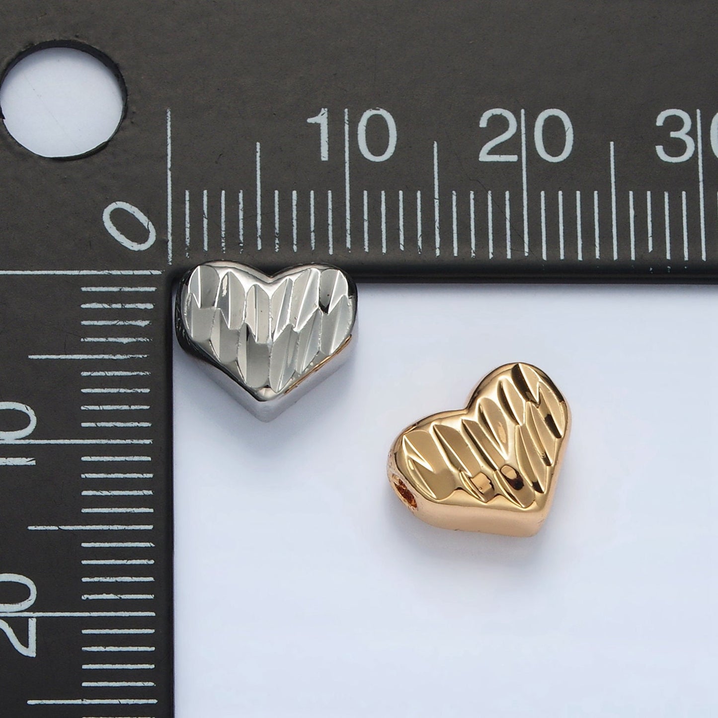 Gold Filled Dented Heart 9mm Bead in Gold and Silver | B-353