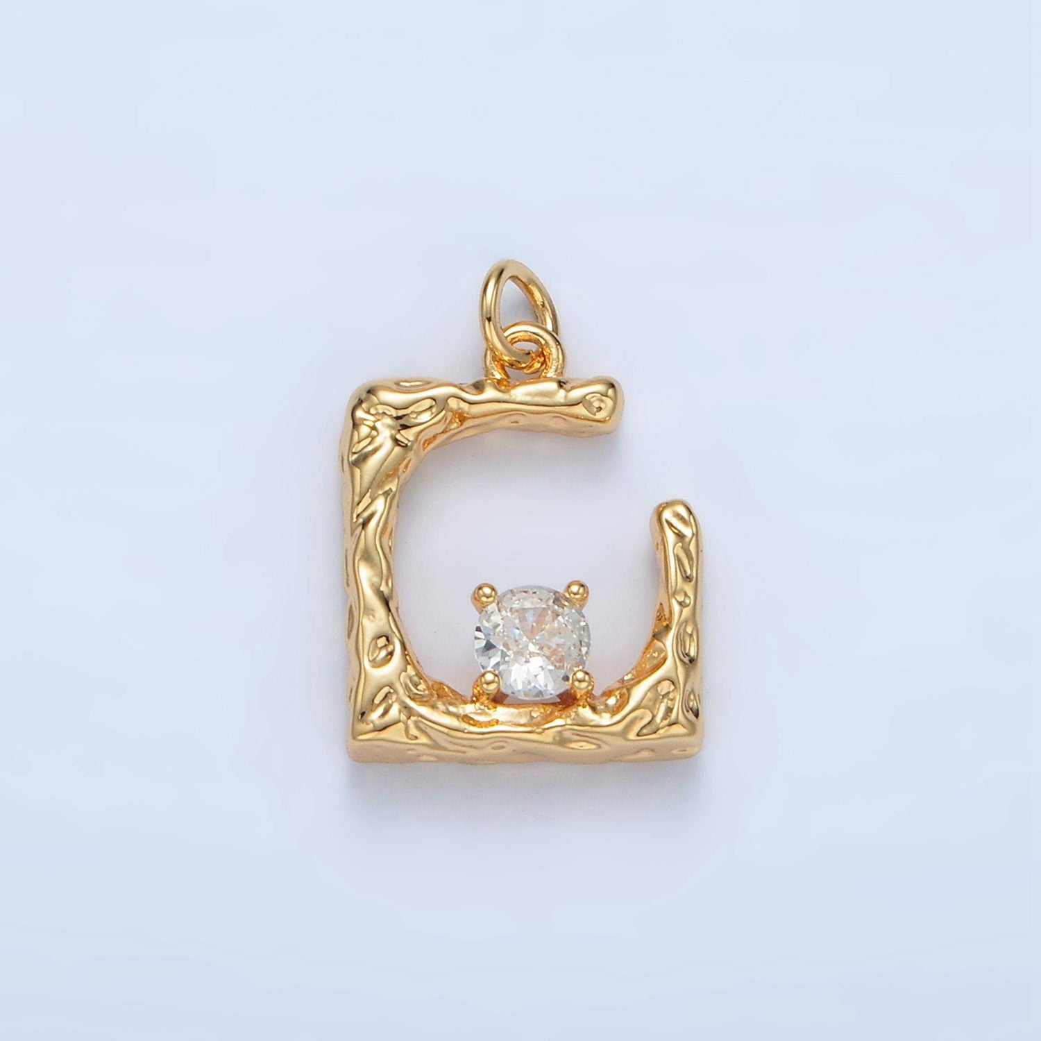 18K Gold Filled Clear Micro Pave CZ Half Square Pendant Charm Rustic Pendant Geometric Charm AG927