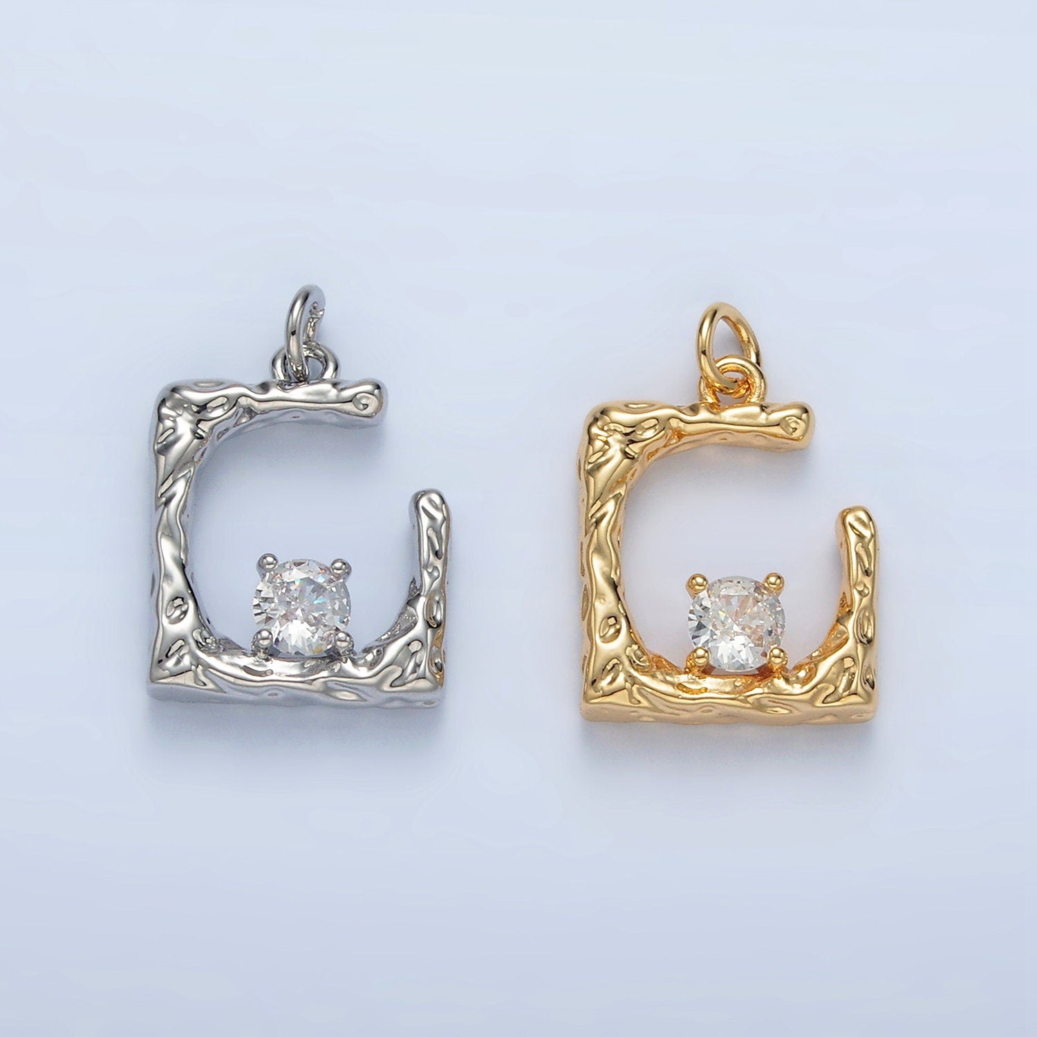 18K Gold Filled Clear Micro Pave CZ Half Square Pendant Charm Rustic Pendant Geometric Charm AG927