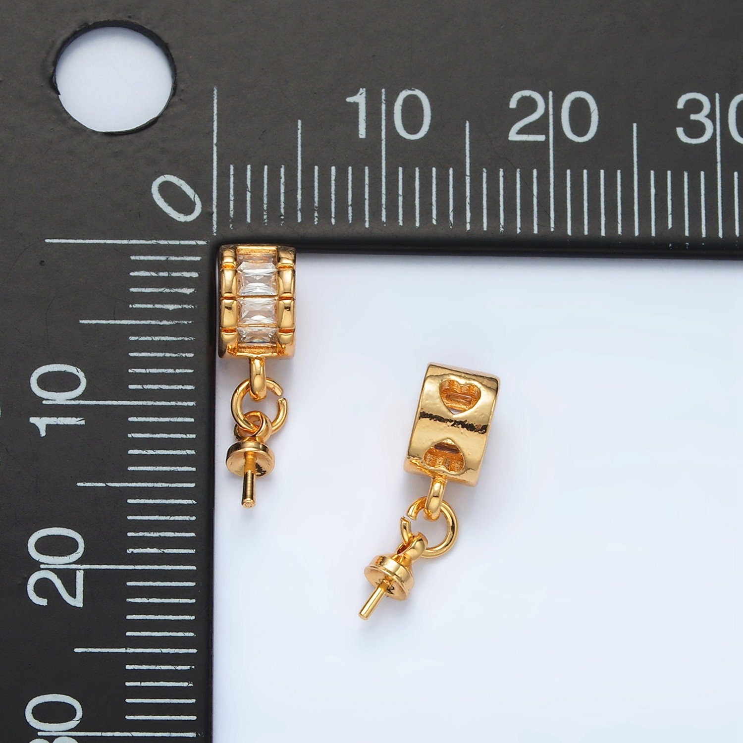Gold Filled Baguette CZ Paved Drill Pin Bail Finding | Z-849