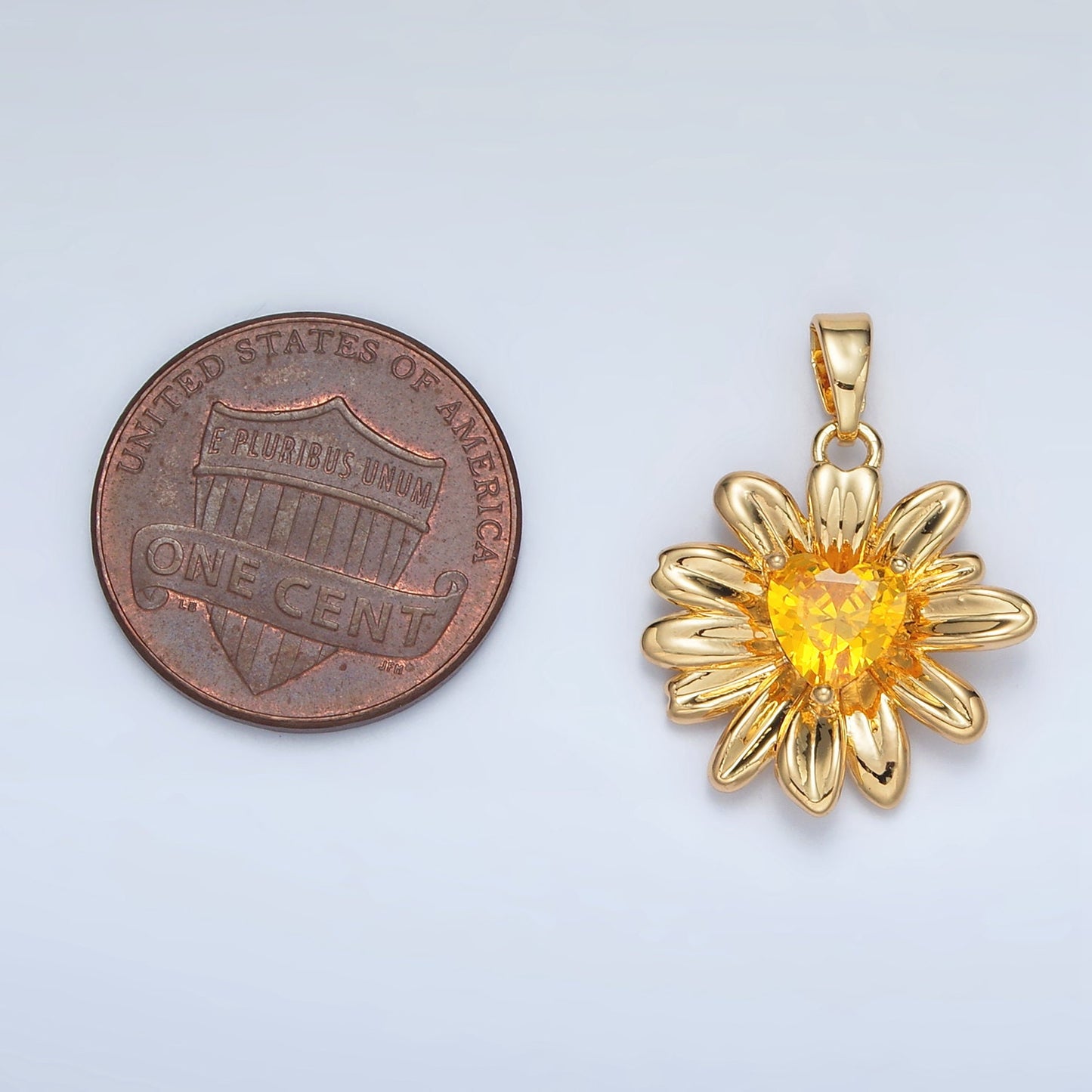 24K Gold Filled Sunflower with Yellow CZ Pendant In Gold & Silver | AA-1390