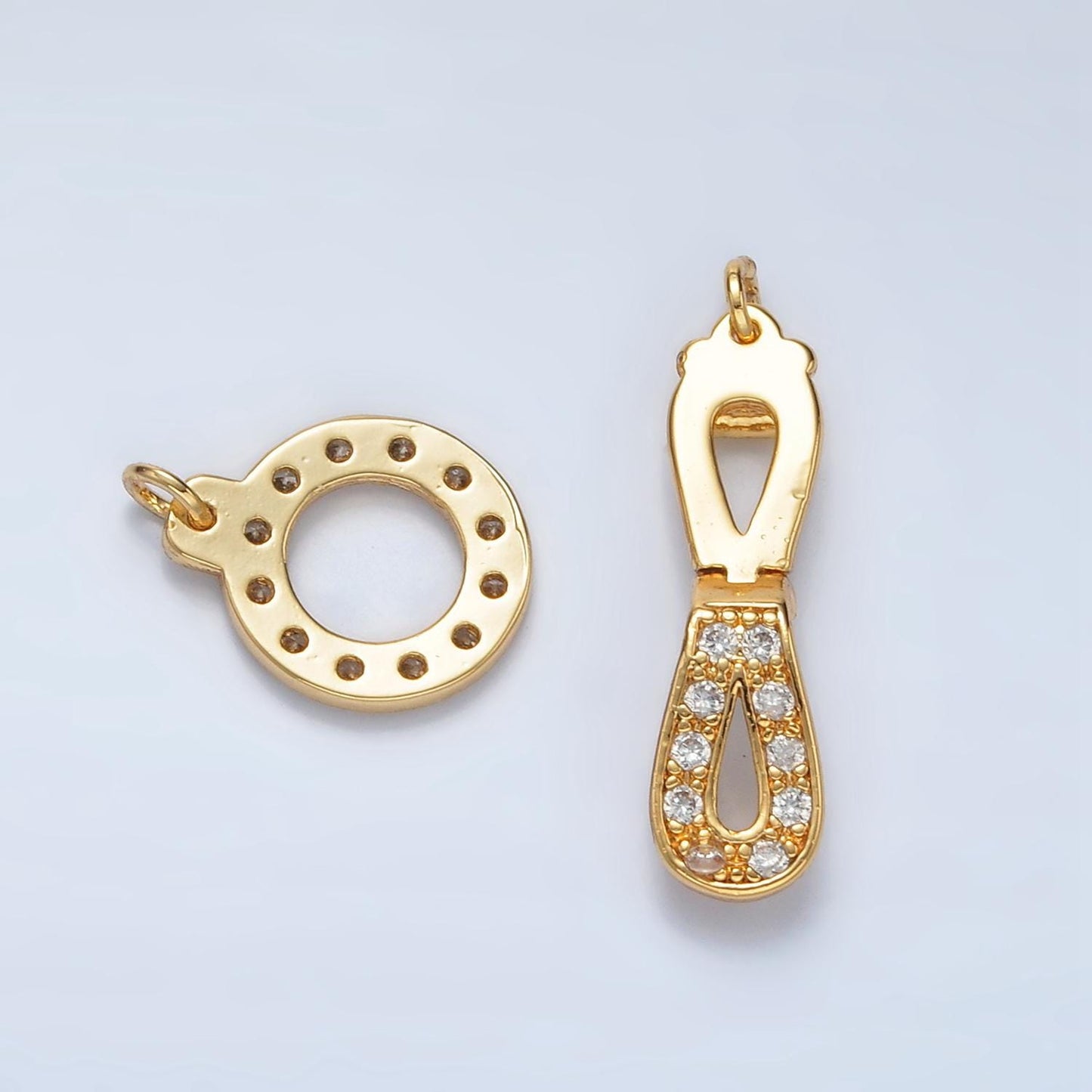24K Gold Filled Bail Enhancer Hinged Interchangeable Pendant Bail with Rainbow CZ Style pendant holder snap on Bail Z855