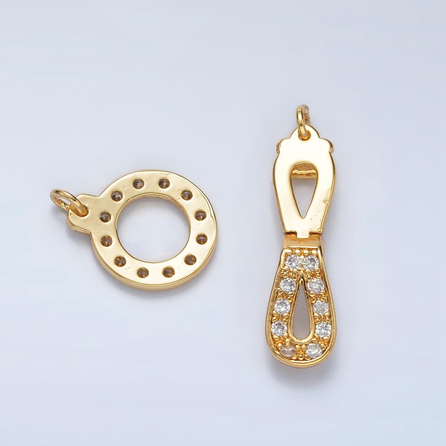 24K Gold Filled Bail Enhancer Hinged Interchangeable Pendant Bail with Rainbow CZ Style pendant holder snap on Bail Z855