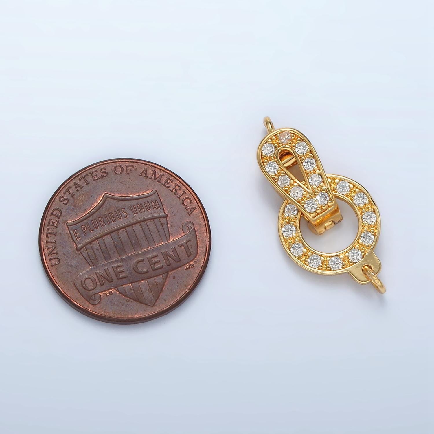 24K Gold Filled Bail Enhancer Hinged Interchangeable Pendant Bail with Rainbow CZ Style pendant holder snap on Bail Z855