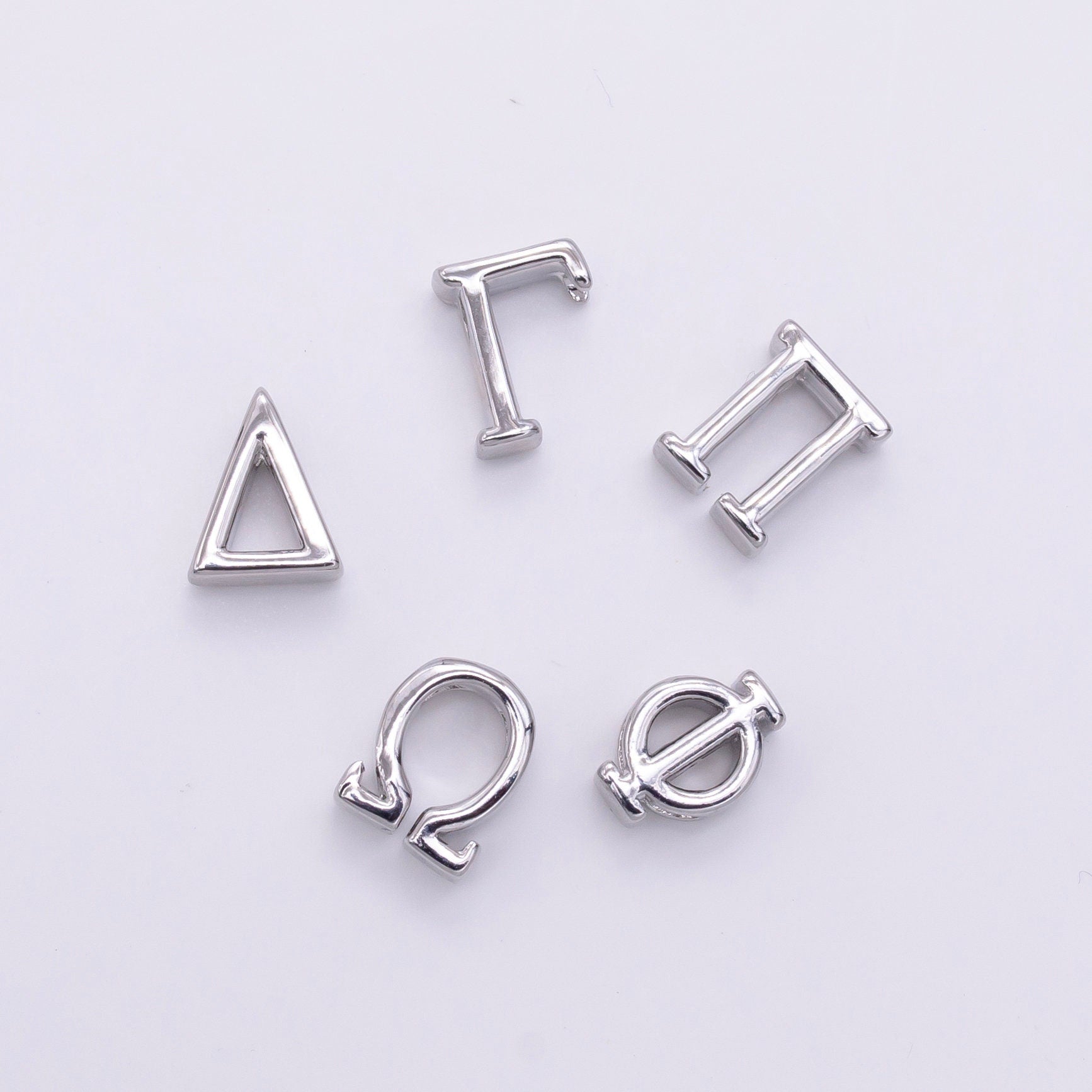 Dainty Gold Fill Greek Letters Charm Sorority Fraternity Greek Letters Beads Gamma Omega Pi Delta Phi Greek Alphabet Initial Charm B896