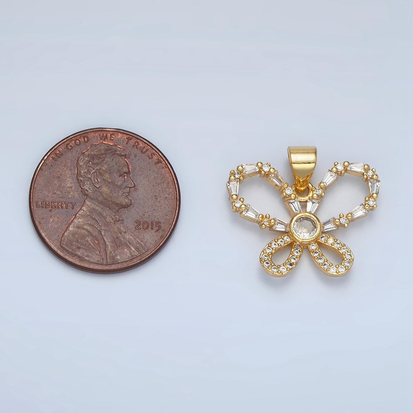 Mini Baguette Cz 24K Gold Filled Butterfly Charm Mariposa Charm for Bracelet Necklace Earring Component | AA800