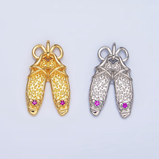Dainty Ballerina Shoes Dangle Charm Minimalist Jewelry Making Gift for Ballet Girls Pendant AA117