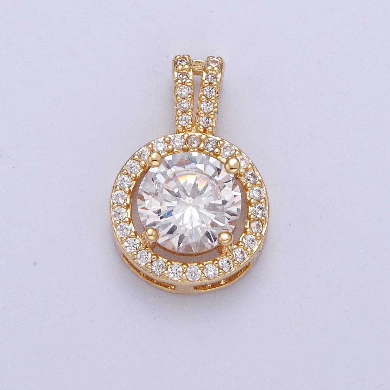 Clear Pendant Necklace for Women, Classic Round Pendant Necklace with Clear Cubic Zirconia Stones for Women X-336 X-337