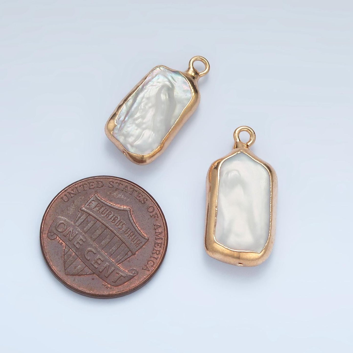 1x Mini Freeform Rectangle Freshwater Pearl Long Geometric Gold Coated Add-On Charm for Bracelet Necklace Bracelet Earring Component P-1760