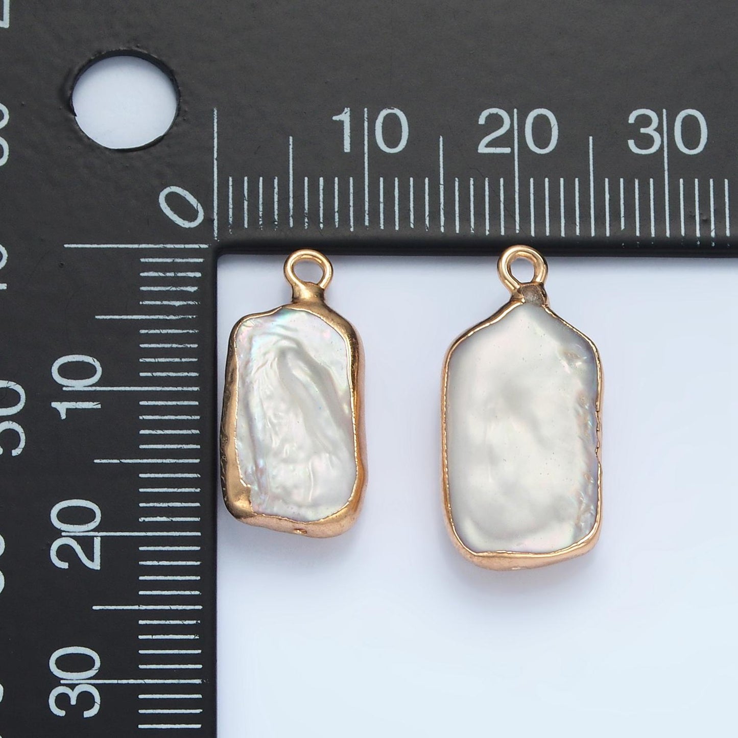 1x Mini Freeform Rectangle Freshwater Pearl Long Geometric Gold Coated Add-On Charm for Bracelet Necklace Bracelet Earring Component P-1760