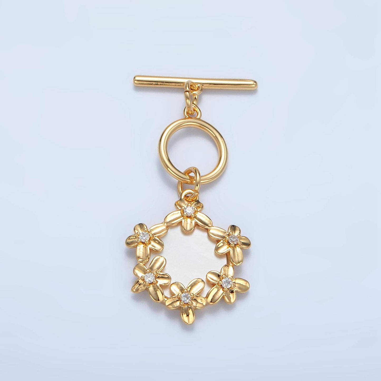 24k Gold Filled Flower Toggle Clasp Shell Pearl Jewelry Clasp Fancy OT Clasp Findings L-696