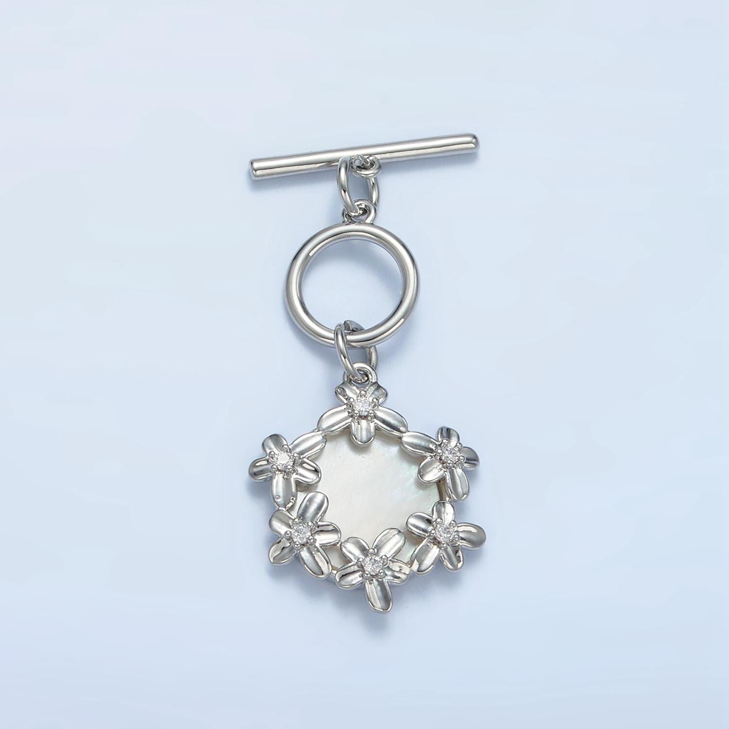 24k Gold Filled Flower Toggle Clasp Shell Pearl Jewelry Clasp Fancy OT Clasp Findings L-696
