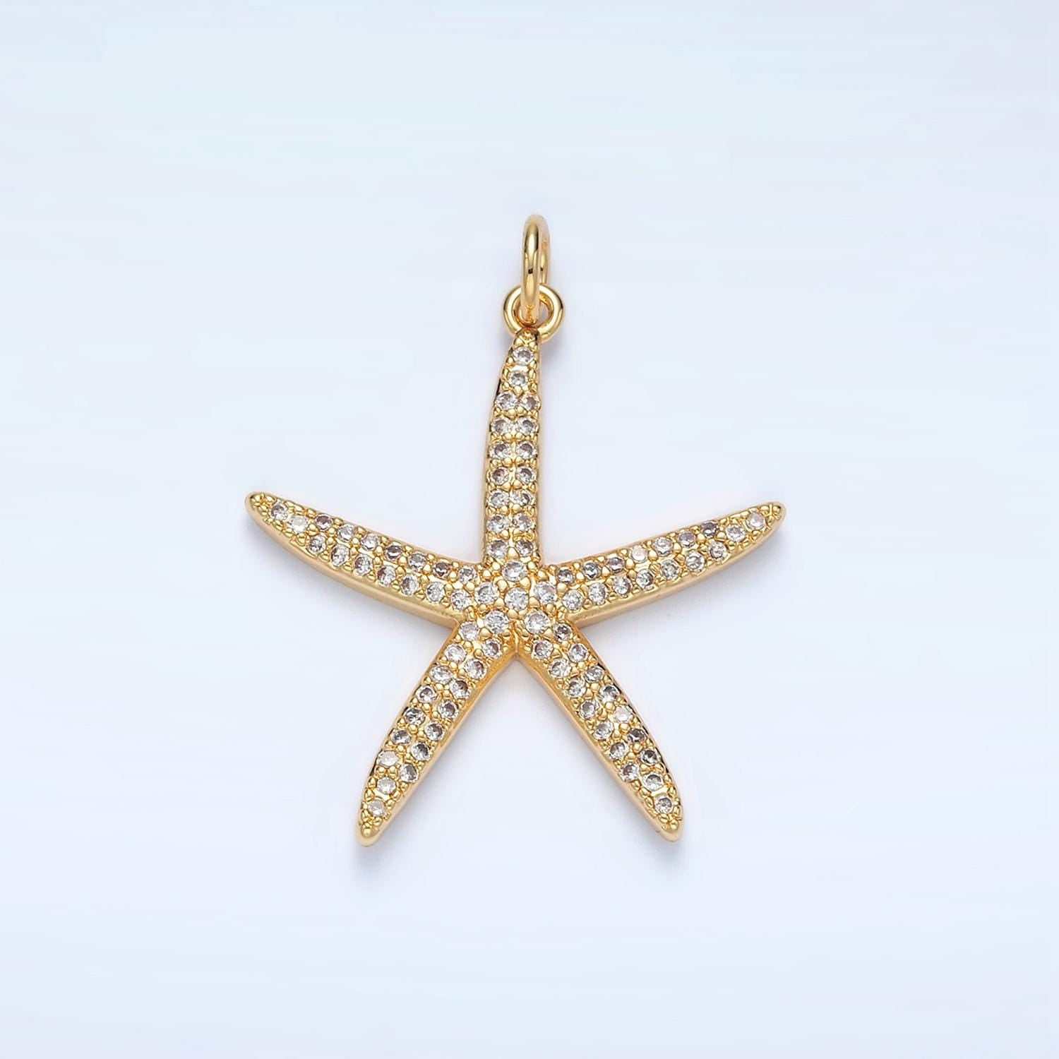 Gold Plated Starfish Micro Pave CZ Clear Stone Pendant Minimalistic Animal Star Fish Dainty Crystal Cz Charm | X195