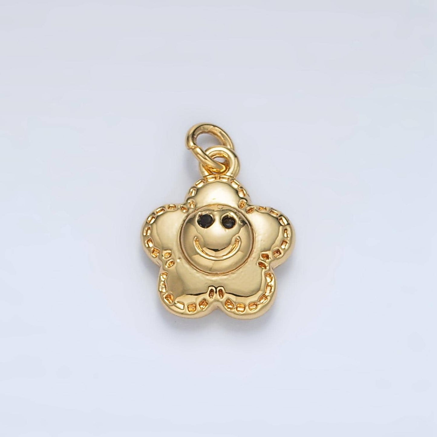 Gold Star Charm 24K Gold Filled Flower Pendant Happy Face Charm for Bracelet Necklace for DIY Jewelry Making Supply AC167